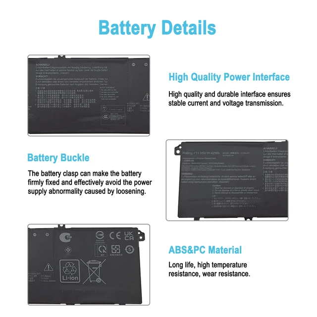 Alt view image 4 of 5 - 42Wh C31N2201 Laptop Battery Replacement for Asus Vivobook E1504 F1504 F1605 K3504 K3604 M1405 M1605 M3504 M3604 P1600 R1504 R1600 R1605 S1504 TN3604 TP3604 X1403 X1504 X1605 Series 11.55V 3550mAh