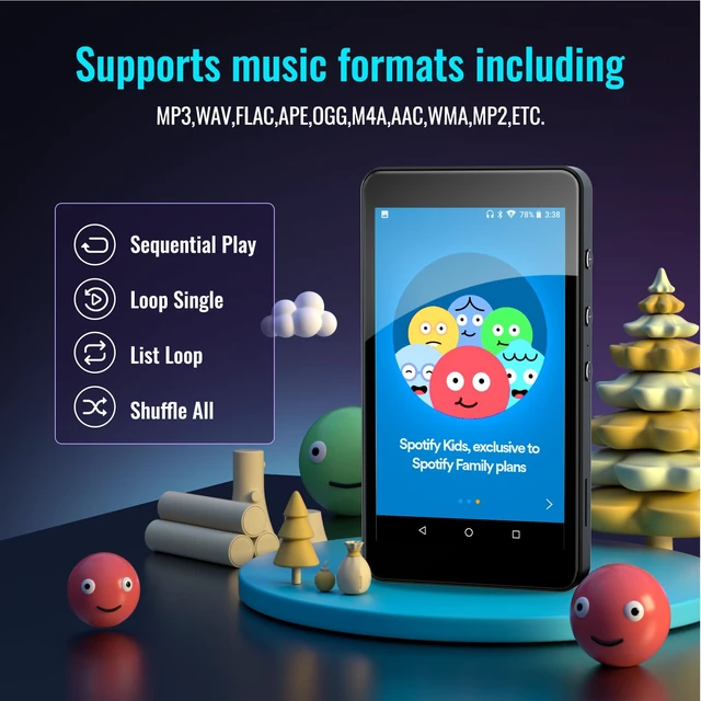 Alt view image 4 of 7 - MP3 Player for Kids with Spotify, Parental Controls, Android 14 Play Store, Spotify Kids, Music, Up to 512GB, Starry Black