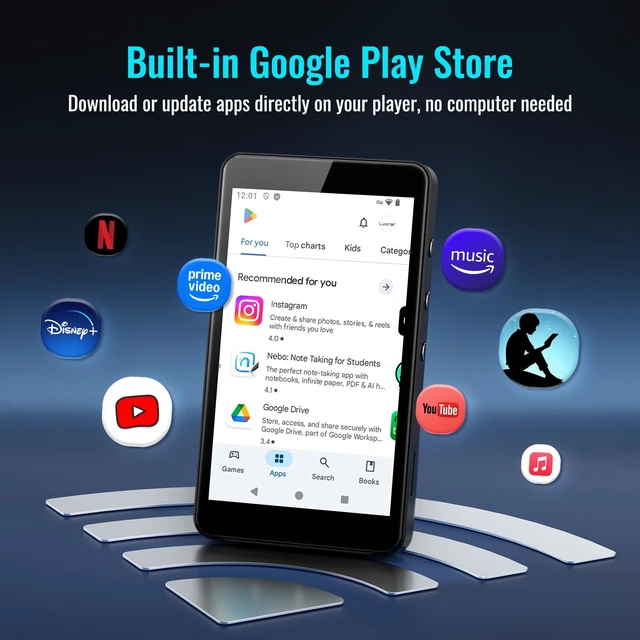 Alt view image 3 of 7 - MP3 Player for Kids with Spotify, Parental Controls, Android 14 Play Store, Spotify Kids, Music, Up to 512GB, Starry Black