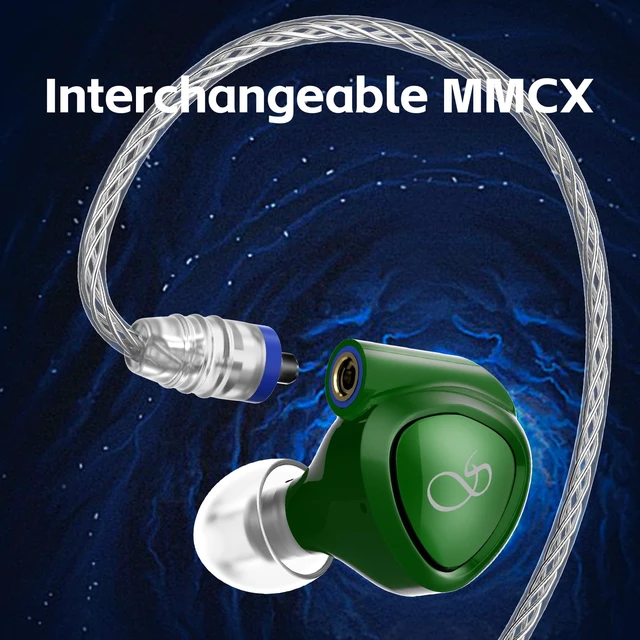 Alt view image 3 of 7 - MG100 in-Ear HiFi Headphones, Hi-Res Dynamic Driver iems, Wired Audiophile Earphones, Detachable MMCX Cable, 3.5/4.4mm Plug, Sound Tunning Nozzles(Green)