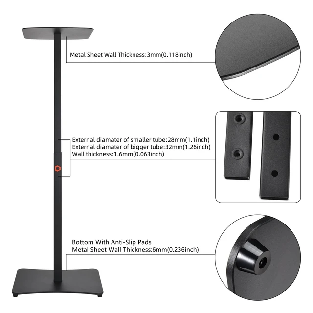 Alt view image 4 of 6 - Speaker Stand Compatible with JBL PartyBox Encore 2/1, Boombox 4 Speaker Heavy-Duty Floor Stand, Adjustable Height from 25.59" to 39.69"