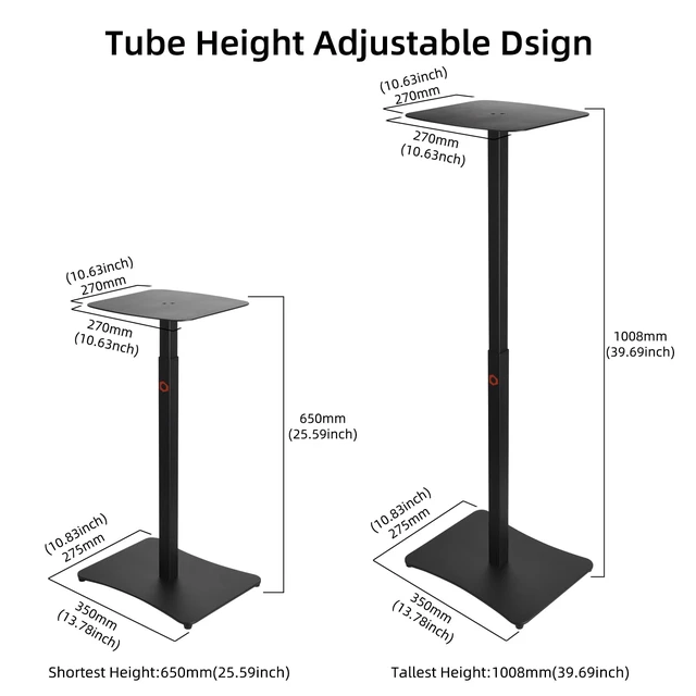 Alt view image 5 of 6 - Speaker Stand Compatible with JBL PartyBox Encore 2/1, Boombox 4 Speaker Heavy-Duty Floor Stand, Adjustable Height from 25.59" to 39.69"