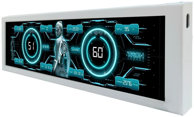 Main image of 8.8'' 1920x480 PC Case Internal Screen with Theme Editor,White for Monitoring Computer Speed Temperature CPU GPU RAM Data