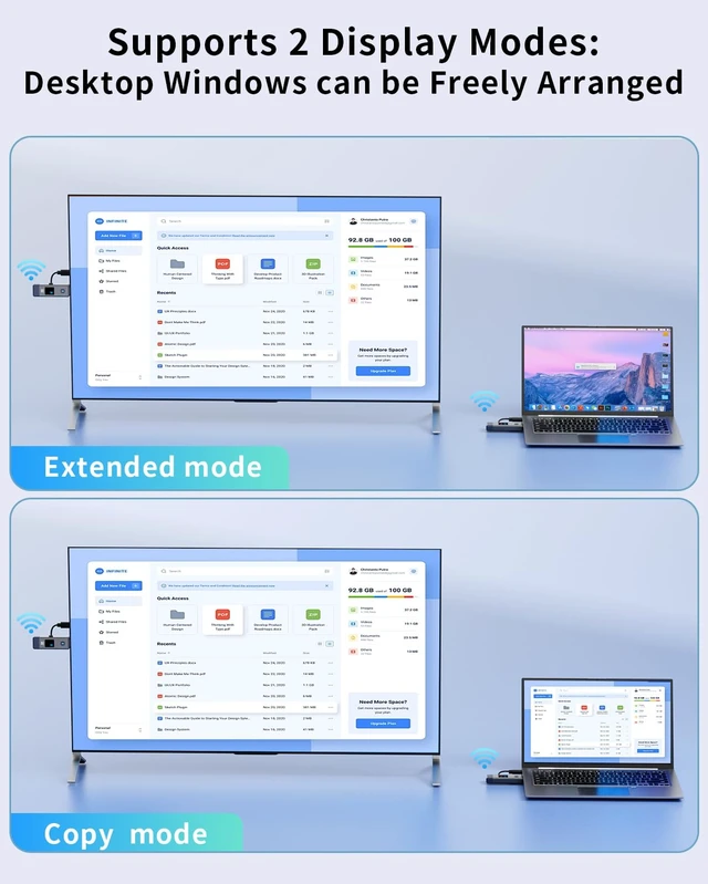 Alt view image 6 of 7 - Wireless HDMI Transmitter and Receiver 360ft/110m Extender 1080P Output Ultra HD 4K Decode Input Plug&Play Portable 2.4G/5.8G for Video and Audio to Monitor from PC/Projector/TV Box LED Display