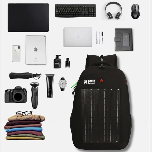 Alt view image 3 of 7 - Solar Backpack, Solar Powered Laptop Backpack 7W Hiking Backpack with USB Charging Port & LED Light, Waterproof Outdoor Travel with Solar Panel for Camping, Hiking & Adventure Gear
