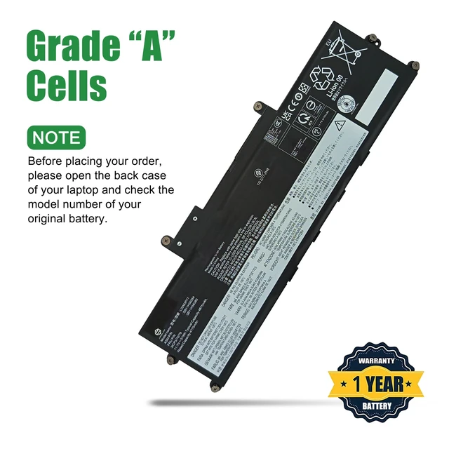 Alt view image 4 of 6 - L22M3P77 Laptop Battery Replacement for Lenovo ThinkPad X1 Carbon 12th Gen 2024 Series SB11H56284 5B11H56383 L22B3P73 SB11H56287 5B11H56386 L22C3P76 SB11H56285 5B11H56384 L22D3P77 11.7V 57Wh