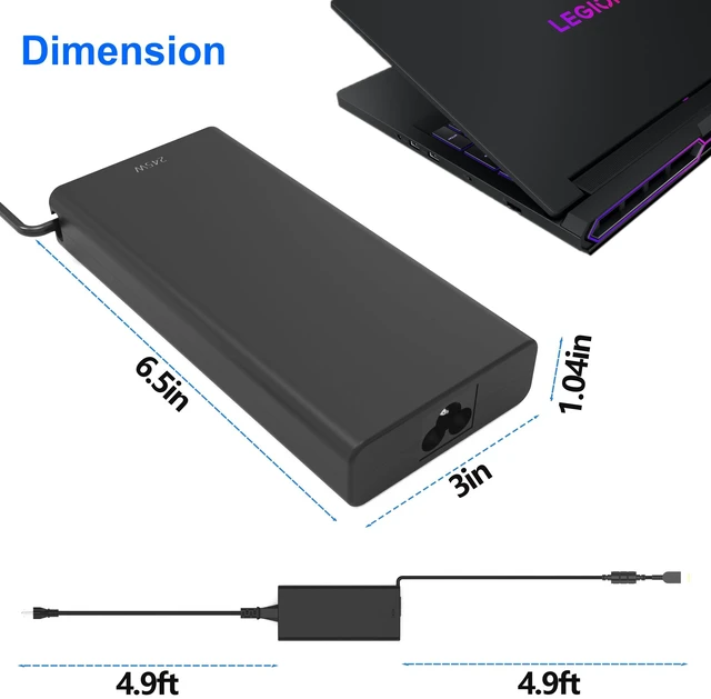Alt view image 4 of 5 - 245W 20V 12.25A Charger Compatible with Lenovo Legion Pro 5 5i 7i 16ADR10 15AKP10 16IAX10 15IAX10 Power Supply ADL245SLC3A Laptop Charger