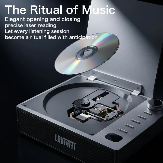 Alt view image 3 of 7 - CD Player Portable Bluetooth Small Retro CD Players for Home (Black) Portable CD Player with Speakers Rechargeable LCD Screen FM Radio Optical USB Type-C