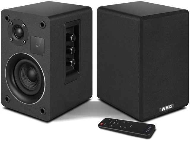 Main image of Powered Bluetooth 5.3 Bookshelf SpeakersBlack 30W, 3.5 Inch Woofer, Bluetooth 5.3/AUX/RCA Inputs, LED Display & Remote Control, TV/Turntable/Record Player/Computer/PC