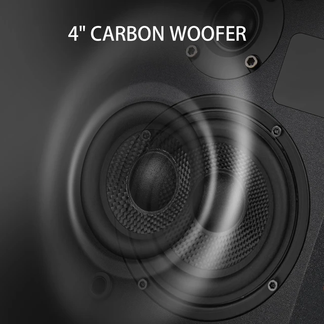 Alt view image 3 of 7 - Powered Bluetooth 5.3 Bookshelf SpeakersBlack 30W, 3.5 Inch Woofer, Bluetooth 5.3/AUX/RCA Inputs, LED Display & Remote Control, TV/Turntable/Record Player/Computer/PC