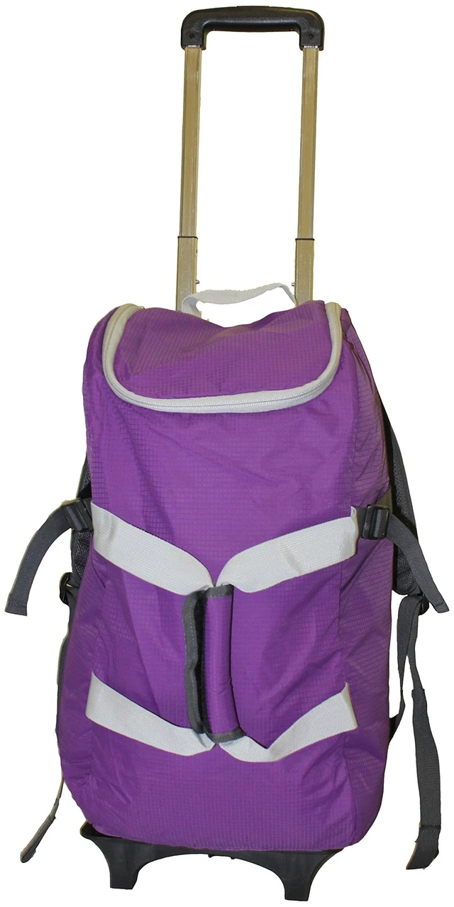 Main image of Smart Backpack, Purple and Grey 4-1 Rolling Backpack Luggage Duffel Gym Bag Removable Dolly Laptop Tablet Pocket