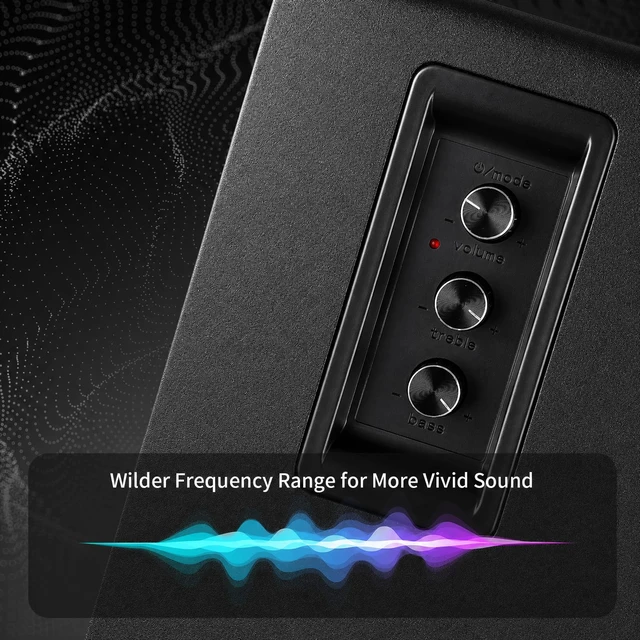 Alt view image 4 of 7 - Powered Bluetooth 5.3 Bookshelf SpeakersBlack 30W, 3.5 Inch Woofer, Bluetooth 5.3/AUX/RCA Inputs, LED Display & Remote Control, TV/Turntable/Record Player/Computer/PC