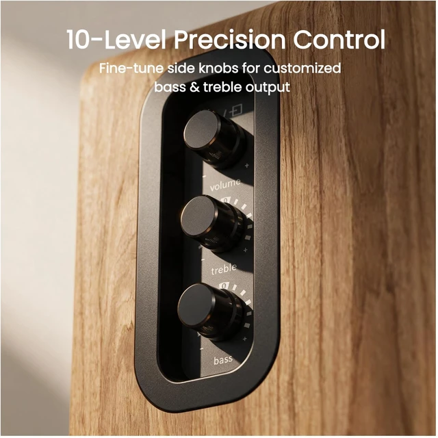 Alt view image 6 of 7 - Active Bookshelf Speakers 36W RMS Studio Monitor 5'' Woofers+1'' Tweeters, Bass & Treble Adjustment, BT 5.4/USB/AUX/RCA Compatible with PC, Record Player