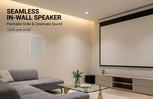Alt view image 3 of 7 - 6.5 Inch 2-Way in-Wall Speaker for Whole House Surround Audio, 1" Silk Dome Tweeter, Magnetic Paintable Mesh Cover, Compatible with Whole House Audio or Home Theater, Single White