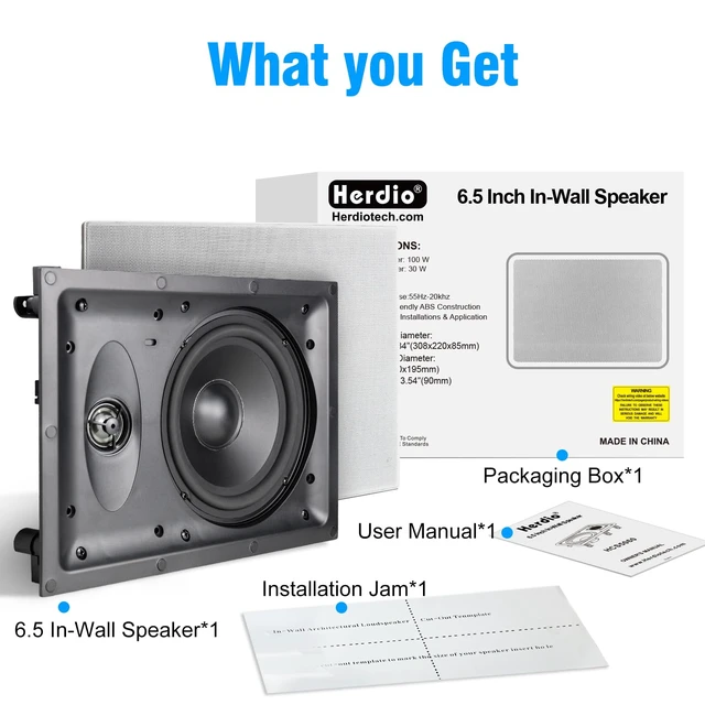 Alt view image 7 of 7 - 6.5 Inch 2-Way in-Wall Speaker for Whole House Surround Audio, 1" Silk Dome Tweeter, Magnetic Paintable Mesh Cover, Compatible with Whole House Audio or Home Theater, Single White