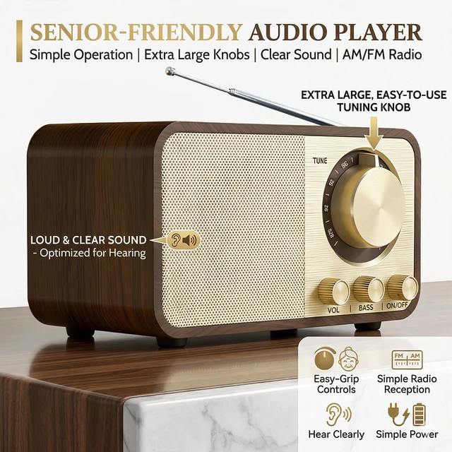 Alt view image 6 of 7 - Audio Music Player with FM Radio for Seniors Parent Elderly & Dementia Patients, MP3 Player Device with 32GB TF Card, Gift for Alzheimer's, Visually & Mobility-Impaired