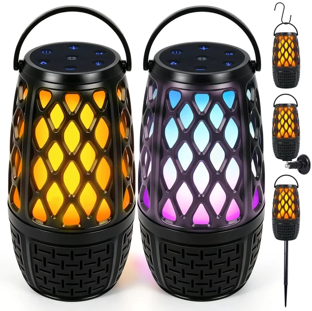 Main image of Outdoor Speakers with Flame & RGB Lights, 10W HD Stereo, Gift for Men Women Bluetooth 5.3 Speakers Wireless IPX6 Waterproof, Auto-Pairing, Multi-Sync Up to 100-Speaker, Perfect for Patio, Pool, Party