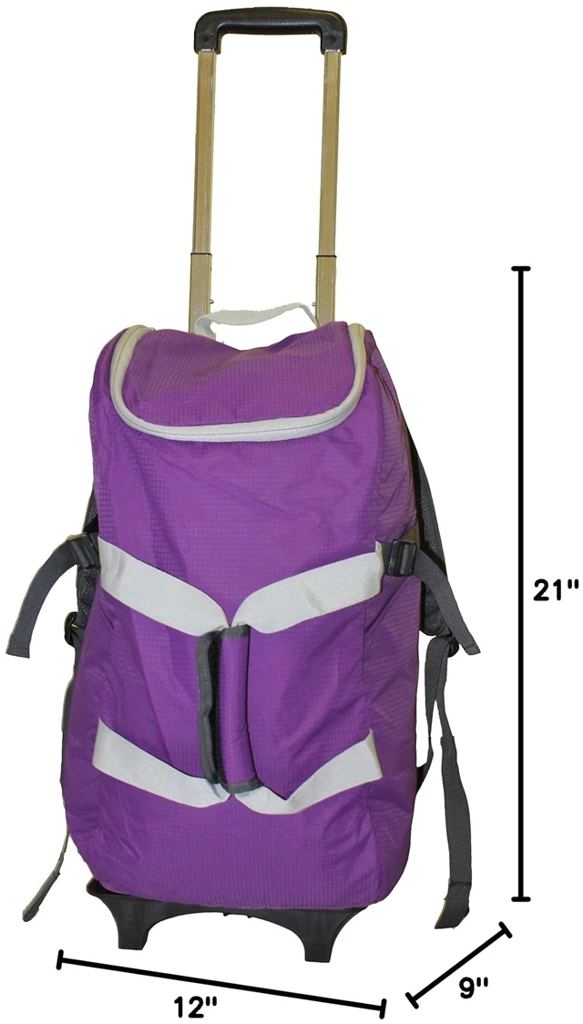 Alt view image 6 of 6 - Smart Backpack, Purple and Grey 4-1 Rolling Backpack Luggage Duffel Gym Bag Removable Dolly Laptop Tablet Pocket