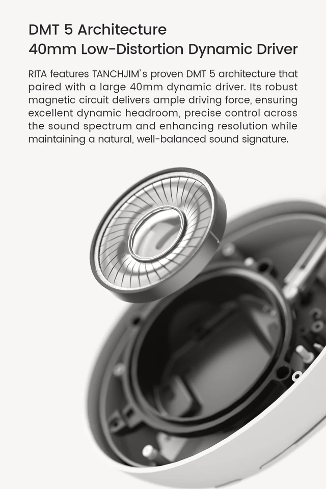 Alt view image 2 of 7 - Rita Bluetooth Gaming Headphones ANC ENC High-Resolution Up to 92h Wireless & Wired Connectable Over-Ear Earphone, -47dB Noise Reduction, Independent Acoustic Chamber, DMT5 1DD, Low-Distortion