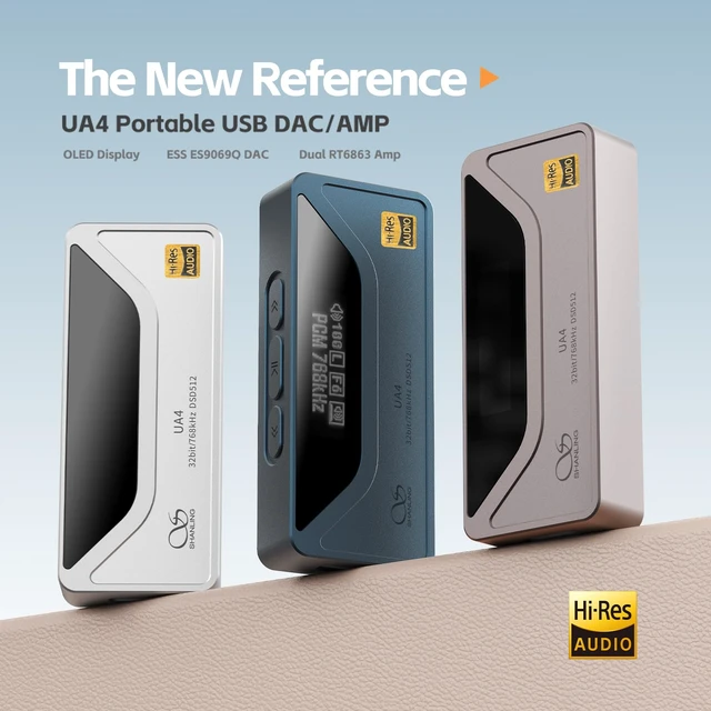 Alt view image 2 of 6 - UA4 Portable USB DAC/AMP Headphone Amplifier,Support MQA 16X,768kHz DSD512,High Driving Power for Android/iOS/Mac/Windows,dongle Volume Control,3.5/4.4mm up to 237mW@32 Output (Titanium)