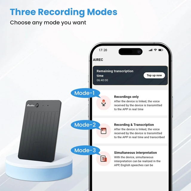 Alt view image 7 of 7 - AI Voice Recorder, Transcribe & Summary Voice Recorder with Playback, Digital Voice Recorder Supporting Real-Time Translation in 59 Languages, Audio Recorder for Lectures, Meetings, 64GB Memory