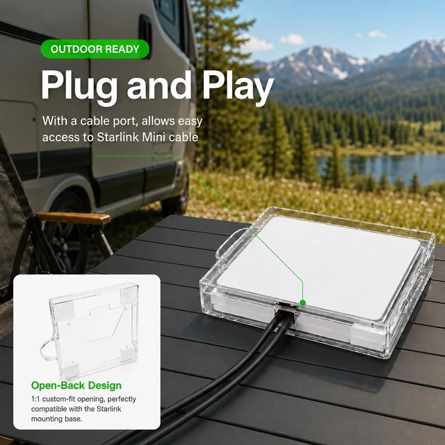 Alt view image 5 of 7 - 2-in-1 Protective Acrylic Case with 4 Suction Cup Mounts for Starlink Mini Vented design allows in-case use; carry handle simplifies setup on car windows, sunroofs, smooth roofs, RVs, trucks and boats