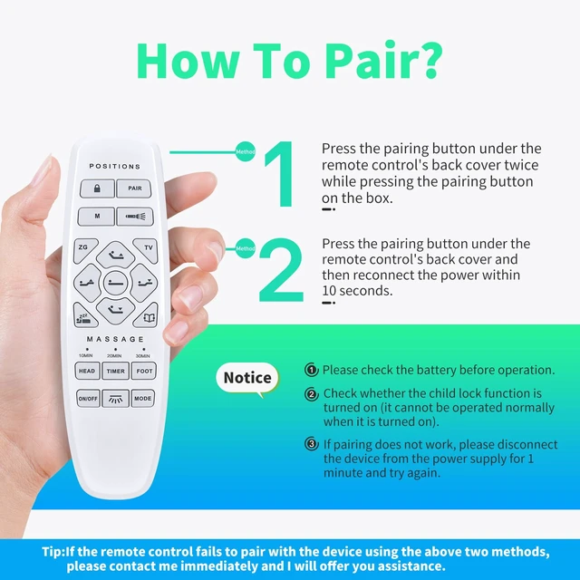 Alt view image 2 of 7 - Replacement Remote for Lucid/Okin/ESHINE/ASONLY Bed L600 RF.27.19.33 Easy pairing,Responsive control, Head/Foot lift, Zero Gravity