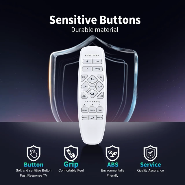 Alt view image 6 of 7 - Replacement Remote for Lucid/Okin/ESHINE/ASONLY Bed L600 RF.27.19.33 Easy pairing,Responsive control, Head/Foot lift, Zero Gravity