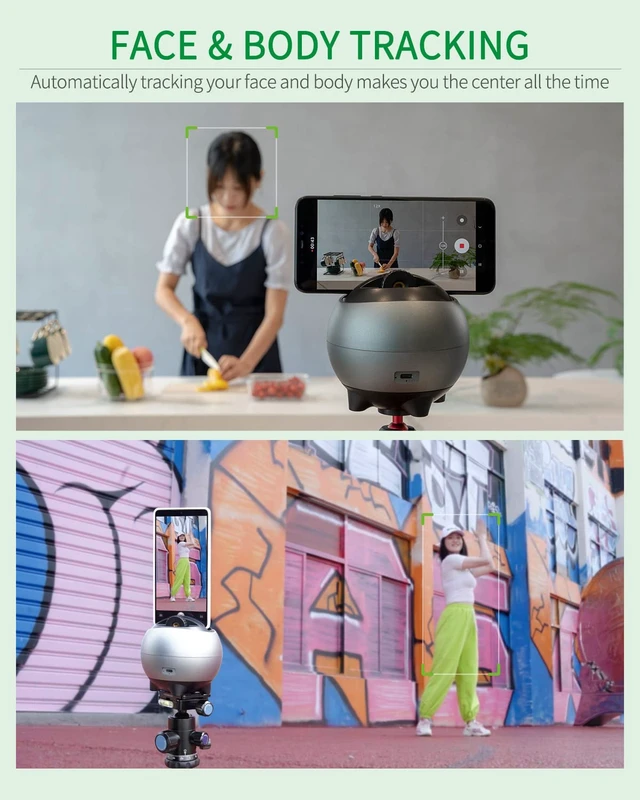 Alt view image 2 of 7 - LA8 360 Rotation Auto Tracking Handsfree Face Body Motion Phone Mount No App Required, for Facebook YouTube TikTok Live Vlog Streaming Video