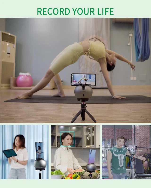Alt view image 7 of 7 - LA8 360 Rotation Auto Tracking Handsfree Face Body Motion Phone Mount No App Required, for Facebook YouTube TikTok Live Vlog Streaming Video