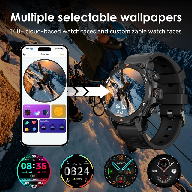 Alt view image 7 of 7 - Smart Watch for Men Women with GPS Fitness Tracker Smartwatch 1.43 AMOLED Screen, 5ATM Waterproof, 450mAh Large Battery, Answer/Make Call, 24/7 Sleep Tracking, Compatible for Android iOS