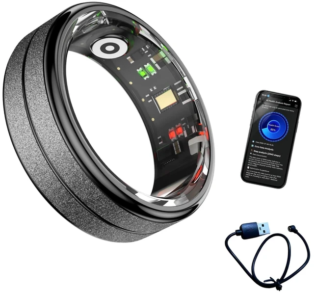 Main image of Smart Ring for Women, Fitness Tracker with Health Monitoring, IP68 Waterproof Activity Tracker for Daily Life (Black, 9#)