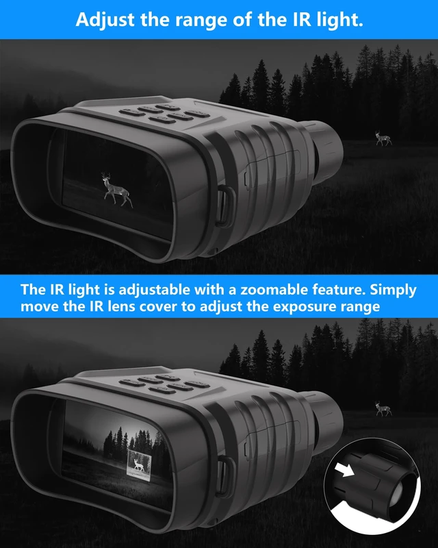 Alt view image 5 of 7 - 4K Night Vision Goggles, 8X Digital Zoom High Powered Binoculars for Adults Night Vision Binoculars with Camera, 3" Screen, IR Light, Viewing up to 1312 FT in Darkness, 32GB Card for Hunting