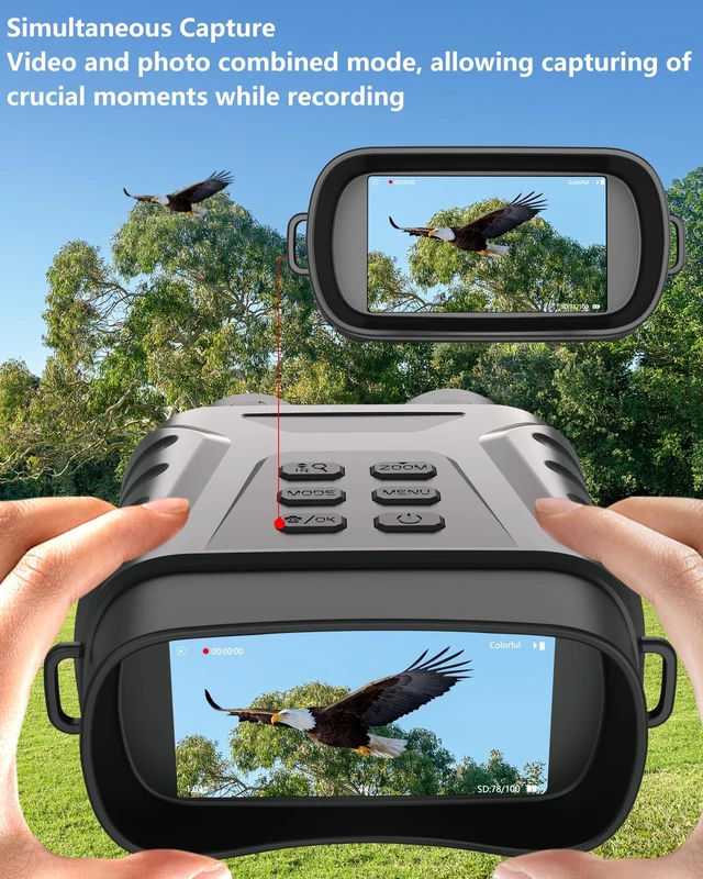 Alt view image 6 of 7 - 4K Night Vision Goggles, 8X Digital Zoom High Powered Binoculars for Adults Night Vision Binoculars with Camera, 3" Screen, IR Light, Viewing up to 1312 FT in Darkness, 32GB Card for Hunting