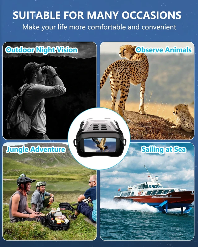 Alt view image 7 of 7 - 4K Night Vision Goggles, 8X Digital Zoom High Powered Binoculars for Adults Night Vision Binoculars with Camera, 3" Screen, IR Light, Viewing up to 1312 FT in Darkness, 32GB Card for Hunting