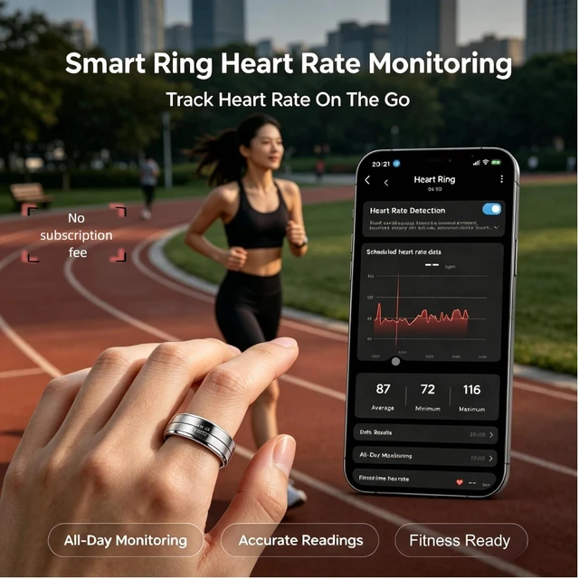 Alt view image 2 of 7 - Smart Ring for Women, Fitness Tracker with Health Monitoring, IP68 Waterproof Activity Tracker for Daily Life (Silver, 10#)