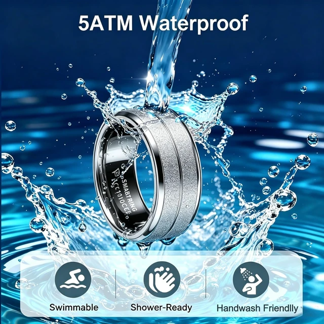 Alt view image 7 of 7 - Smart Ring for Women, Fitness Tracker with Health Monitoring, IP68 Waterproof Activity Tracker for Daily Life (Silver, 10#)
