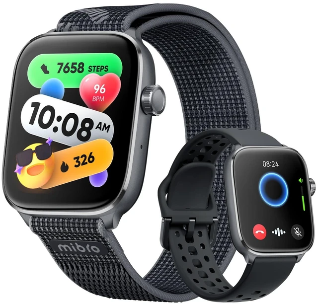 Main image of Fit Smart Watch for Men/Women with GPS and AI Voice Assistant, Black Lightweight, 1.75" AMOLED, 8-Day Battery, Bluetooth Call, Heart Rate and Sleep Fitness Tracker, Suitable for Android & iPhone