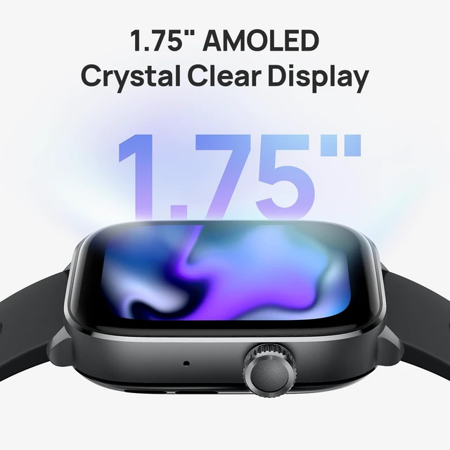 Alt view image 3 of 7 - Fit Smart Watch for Men/Women with GPS and AI Voice Assistant, Black Lightweight, 1.75" AMOLED, 8-Day Battery, Bluetooth Call, Heart Rate and Sleep Fitness Tracker, Suitable for Android & iPhone