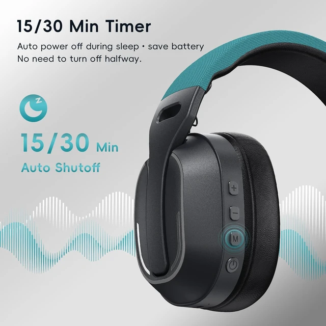 Alt view image 4 of 7 - Over-Ear Headphones, 50H Playtime Headset with White Noise,Green Bluetooth 6.0 Headphones, HiFi Sound, Timer & Relaxation Modes, USB C Wired Audio, Lightweight for Music Lovers/Sleep/Work