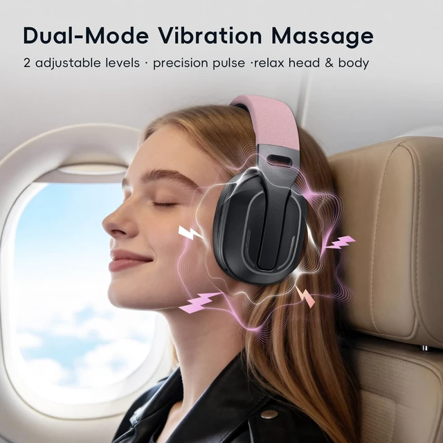 Alt view image 2 of 7 - Over-Ear Headphones, 50H Playtime Headset with White Noise,Pink Bluetooth 6.0 Headphones, HiFi Sound, Timer & Relaxation Modes, USB C Wired Audio, Lightweight for Music Lovers/Sleep/Work