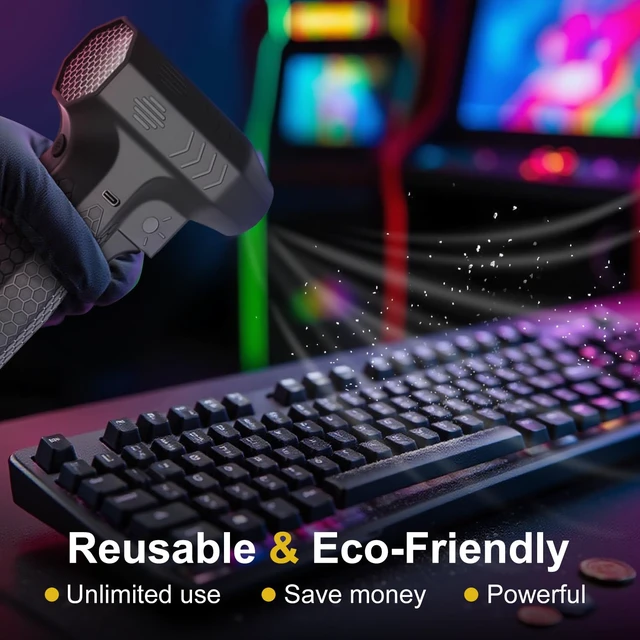 Alt view image 4 of 7 - Compressed Air Duster, 1300000RPM-100000mA Battery LED Cordless Electric Air Duster Portable Blower, Charging Cell Phone, Turbo Fan Dusters for Computer Keyboard/Cleaning/Car/PC/Salon/Home