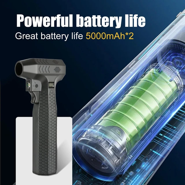 Alt view image 5 of 7 - Compressed Air Duster, 1300000RPM-100000mA Battery LED Cordless Electric Air Duster Portable Blower, Charging Cell Phone, Turbo Fan Dusters for Computer Keyboard/Cleaning/Car/PC/Salon/Home