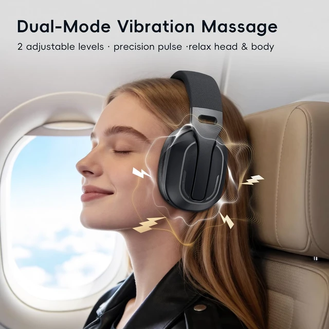 Alt view image 2 of 7 - Over-Ear Headphones, 50H Playtime Headset with White Noise,Black Bluetooth 6.0 Headphones, HiFi Sound, Timer & Relaxation Modes, USB C Wired Audio, Lightweight for Music Lovers/Sleep/Work
