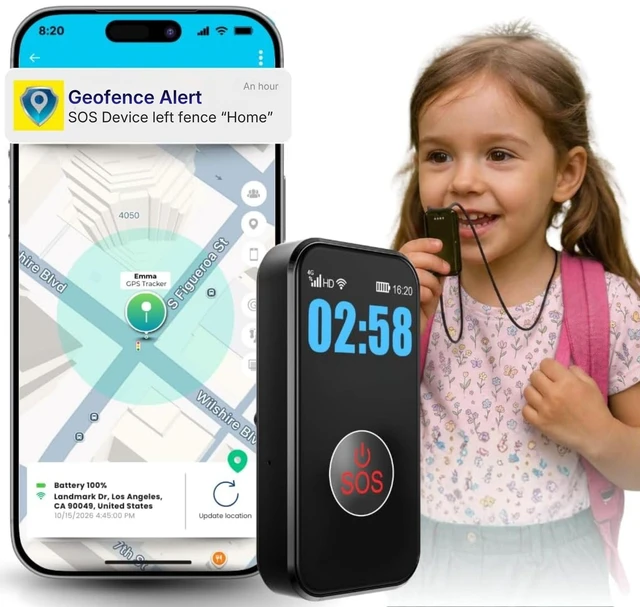 Main image of Kids GPS Tracker with Real Time Location, GEO Fence Safe Zone Notifications, SOS Button & 2-Way Calling, Child Safety, Kids Tracker, Classroom Mode, Compact & Discreet Design