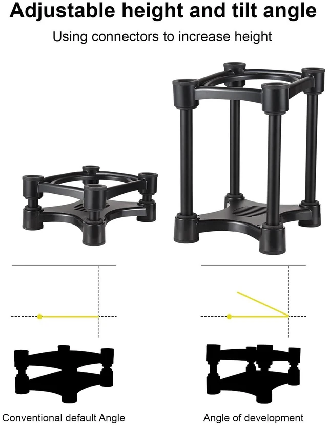 Alt view image 4 of 7 - Desktop Speaker Stands, for 5/6/8 inch Speakers, Shock Absorber Removable Portable Speaker Monitor Stands with Adjustable Tilt Angle Antislip and Stable Suction Cups