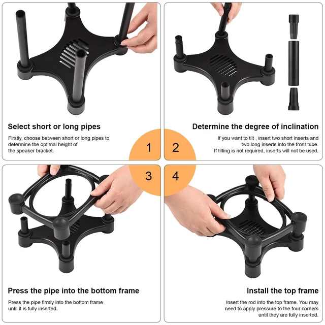 Alt view image 6 of 7 - Desktop Speaker Stands, for 5/6/8 inch Speakers, Shock Absorber Removable Portable Speaker Monitor Stands with Adjustable Tilt Angle Antislip and Stable Suction Cups
