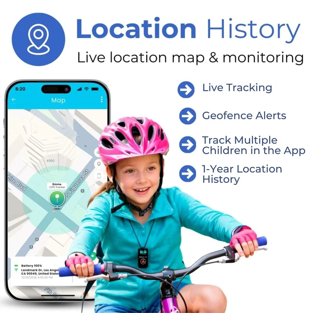 Alt view image 4 of 7 - Kids GPS Tracker with Real Time Location, GEO Fence Safe Zone Notifications, SOS Button & 2-Way Calling, Child Safety, Kids Tracker, Classroom Mode, Compact & Discreet Design