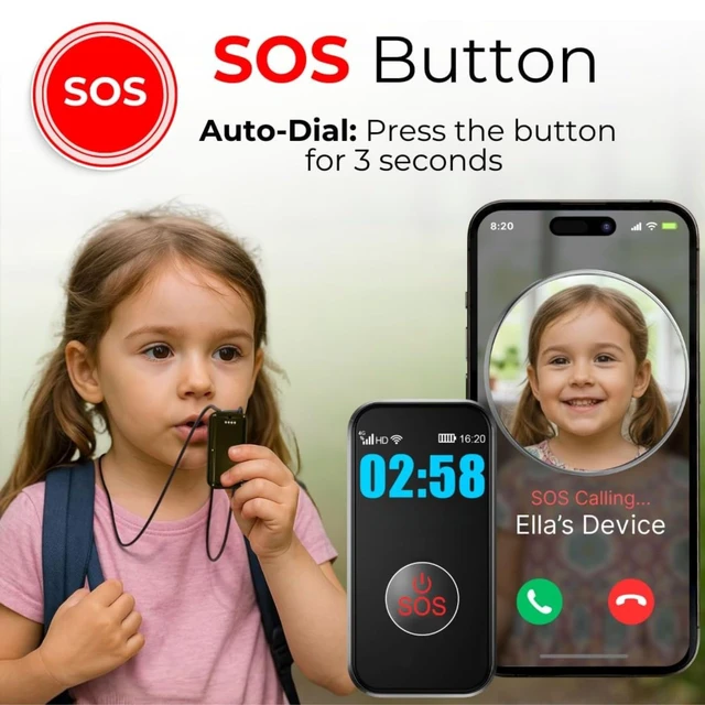 Alt view image 7 of 7 - Kids GPS Tracker with Real Time Location, GEO Fence Safe Zone Notifications, SOS Button & 2-Way Calling, Child Safety, Kids Tracker, Classroom Mode, Compact & Discreet Design