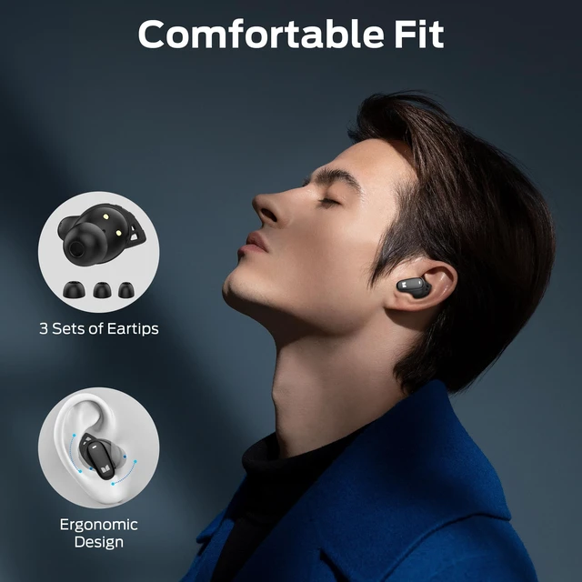 Alt view image 3 of 7 - N-Lite 206 Wireless Earbuds Bluetooth 5.4 in Ear Headphones, Bluetooth Ear Buds Built-in Microphone, Touch Control, Comfortable Fit, USB-C Fast Charging, IPX6 Waterproof, 25H Playtime, Black